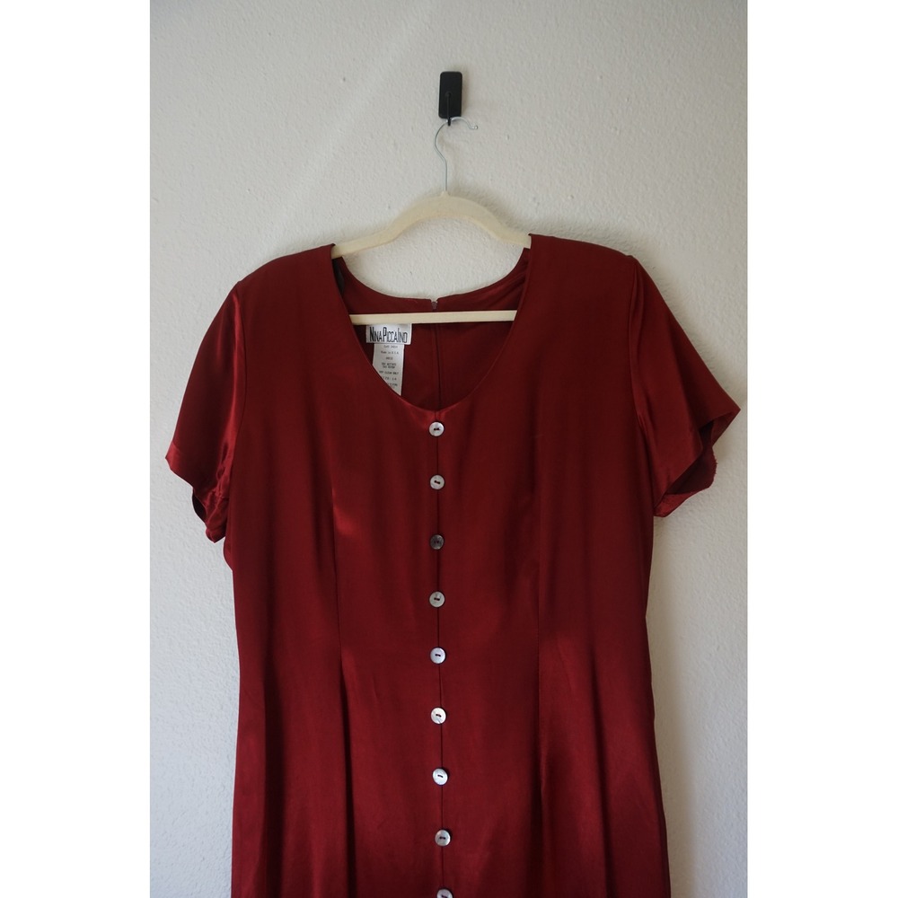 Nina Piccalino Midi Dress Dark Romance Vintage 90s Cocktail burgundy red size 14 - Picture 2 of 6